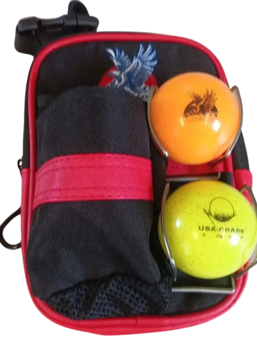Park golf accessory pouch and golf balls and a glove holder.