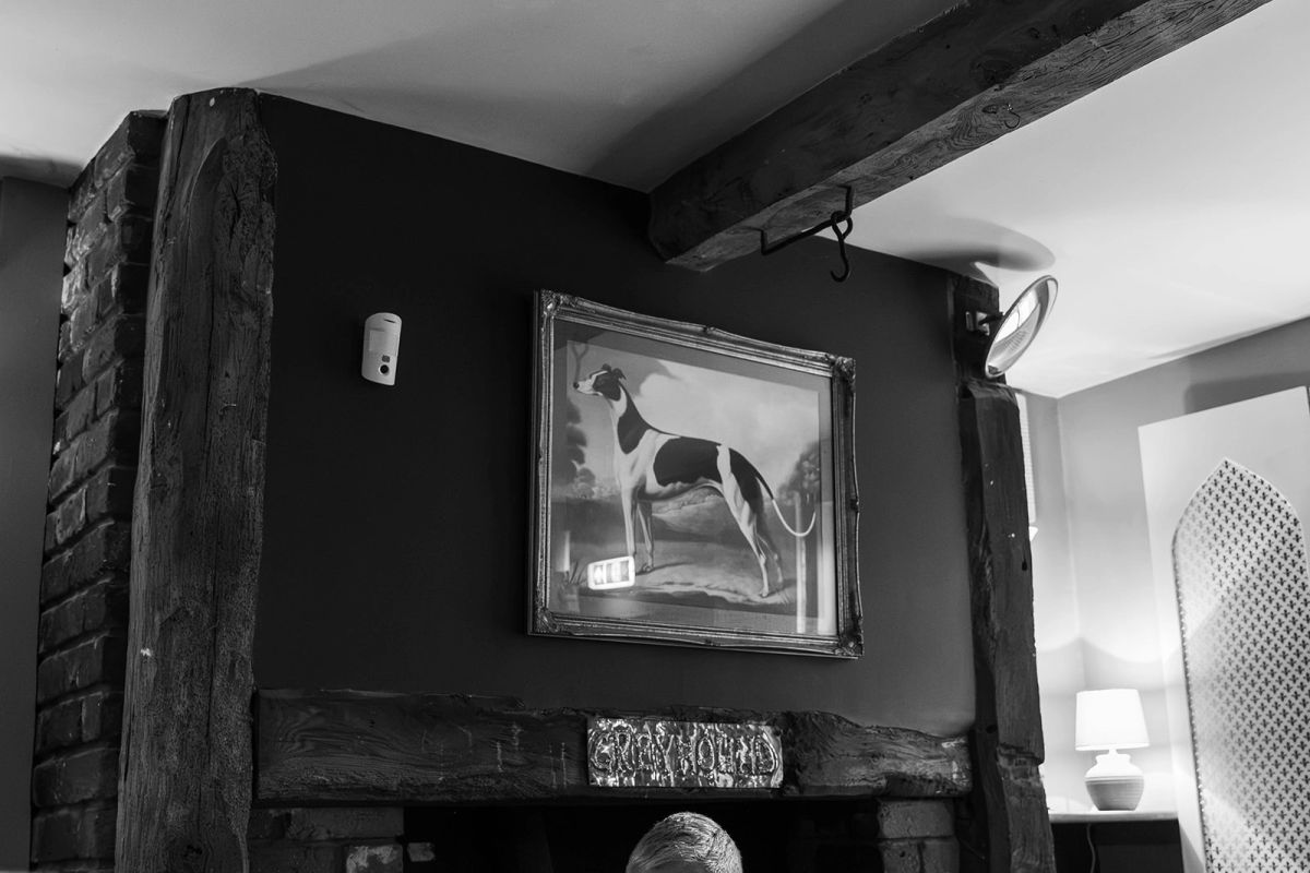 The fireplace at The Greyhound