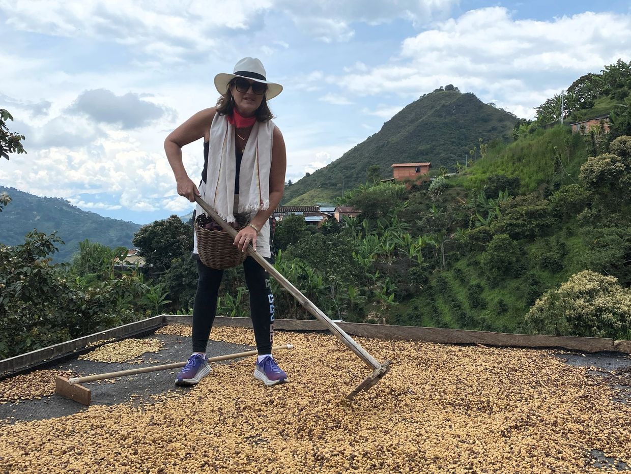 Me learning how coffee is made in Colombia