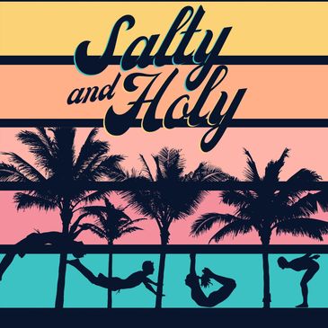 Salty And Holy coconut and palm trees with water sports diving, swimming, swimmer, sunrise, sunset