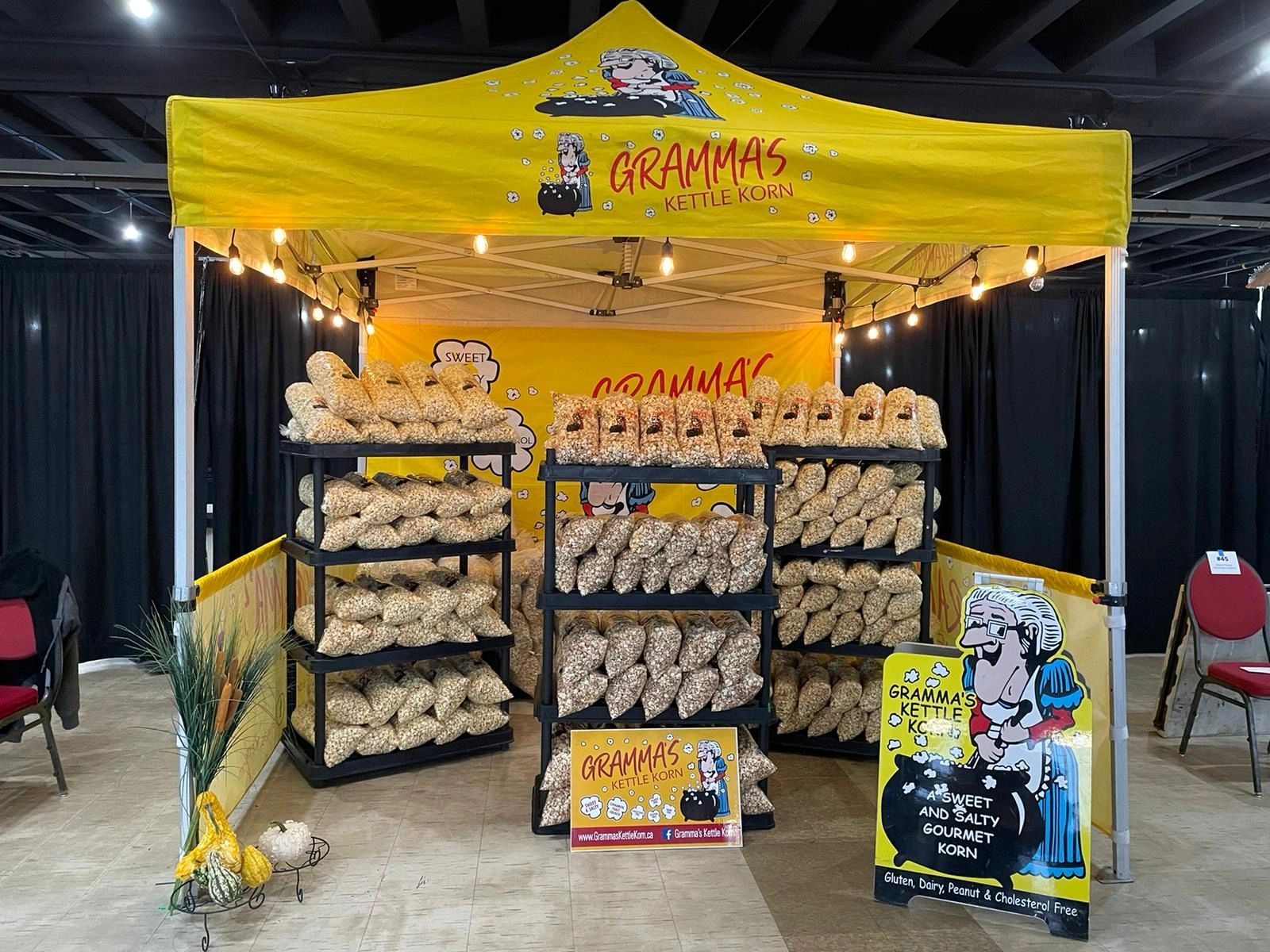 Gramma' Kettlekorn tent and KettleKorn on display