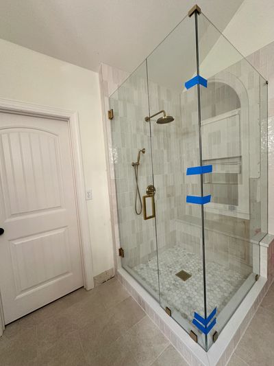 3PC Standing shower frameless shower install.