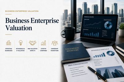 Workspace setup for business enterprise valuation with charts and reports.