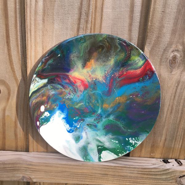 Drifting River Sunset - 12" vinyl record - acrylic paint - resin coating