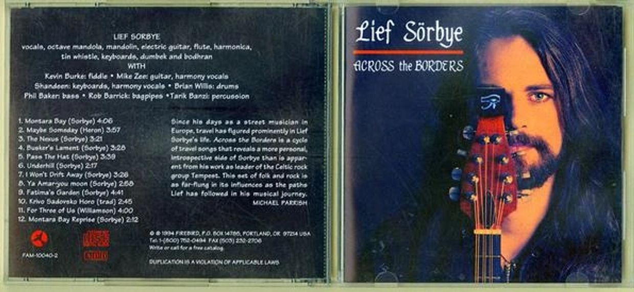 Album cover and tracklist for Lief Sorbye's "Across the Borders".