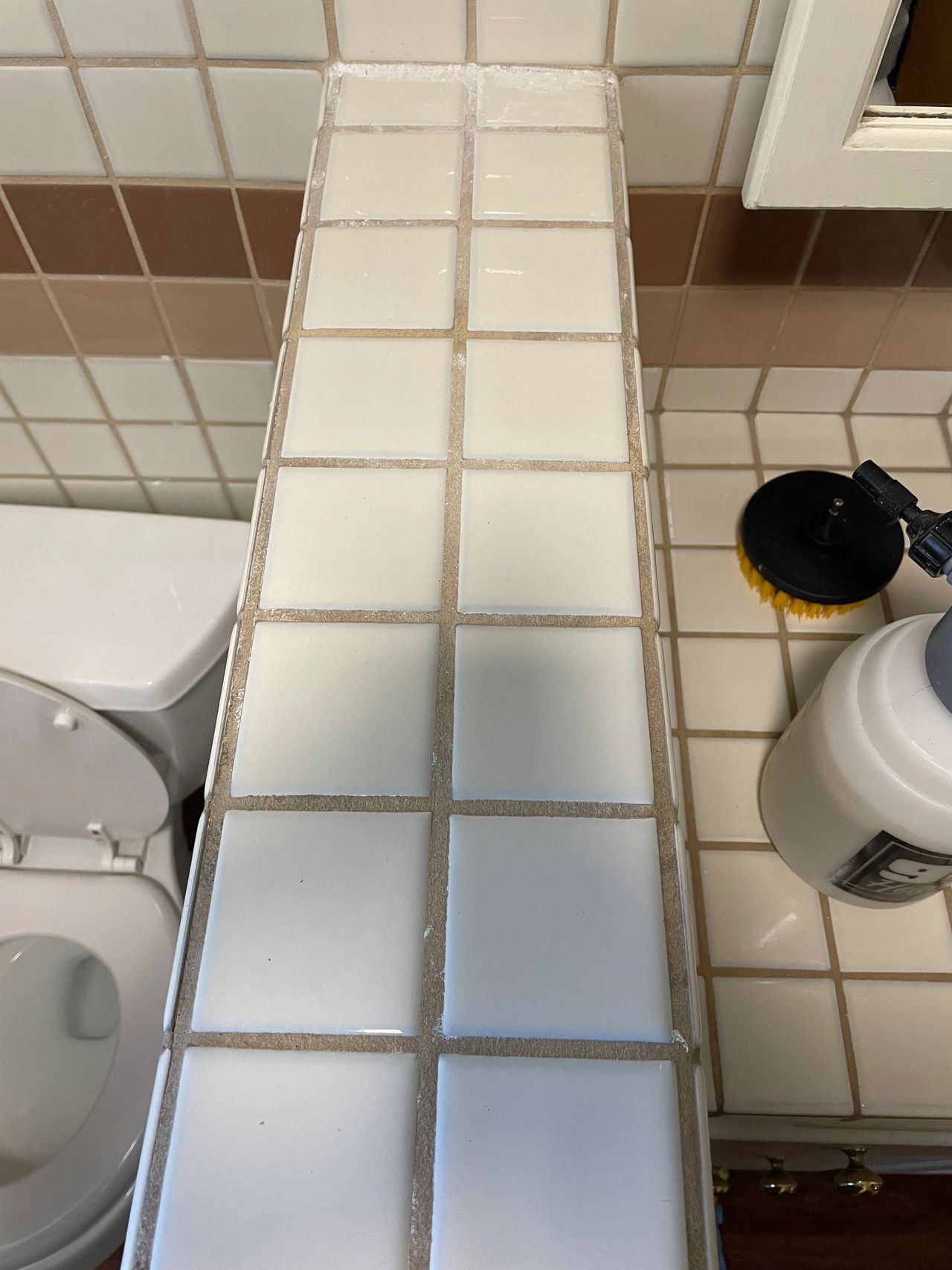 Discolored grout from hard water 