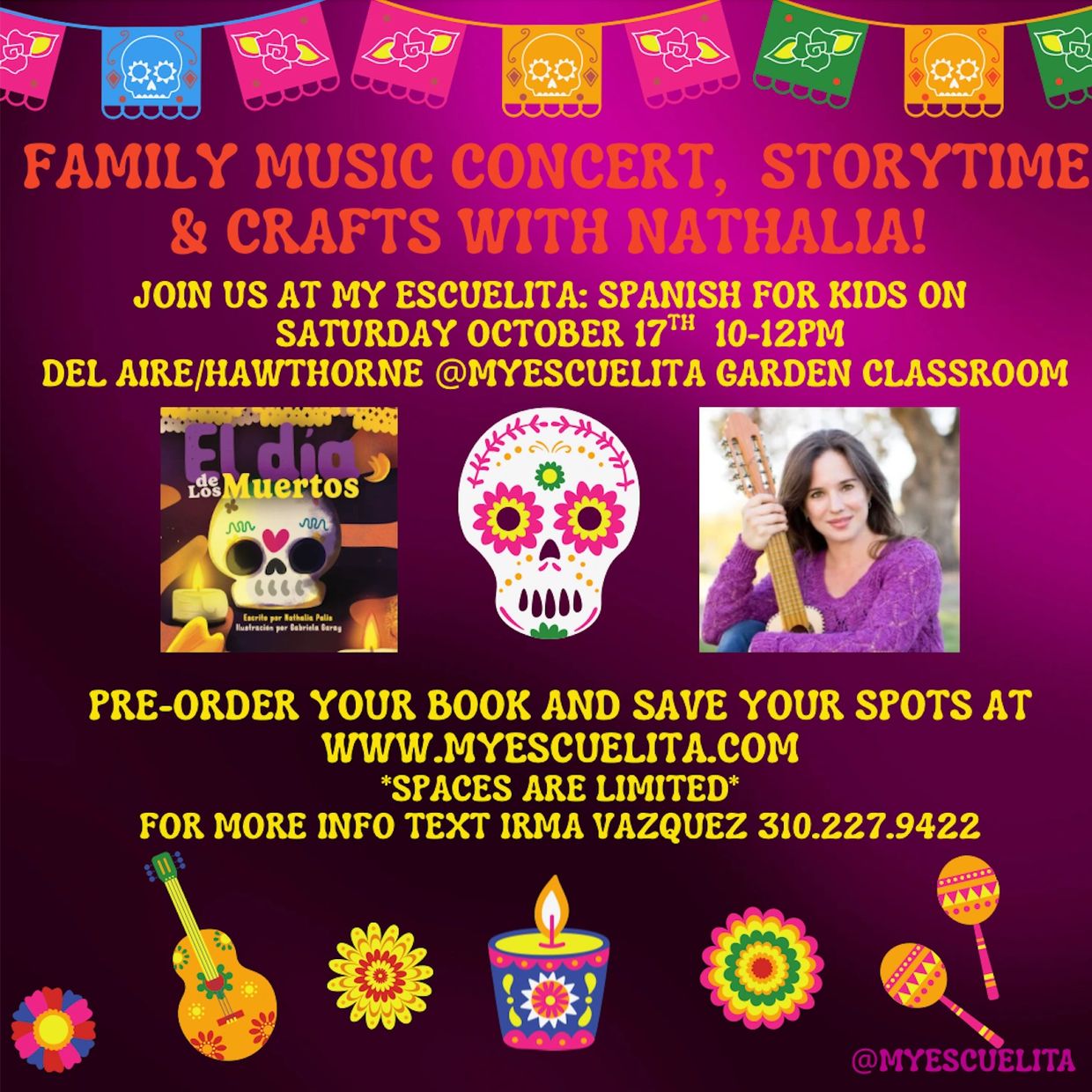 Family music concert and crafts with Nathalia, Oct 17, 10-12pm at My Escuelita.