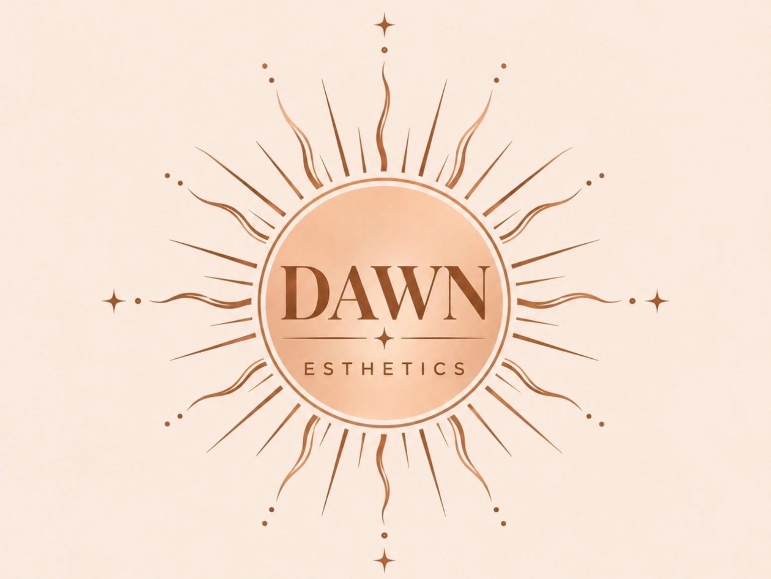 Logo of Dawn Esthetics with sun rays design.