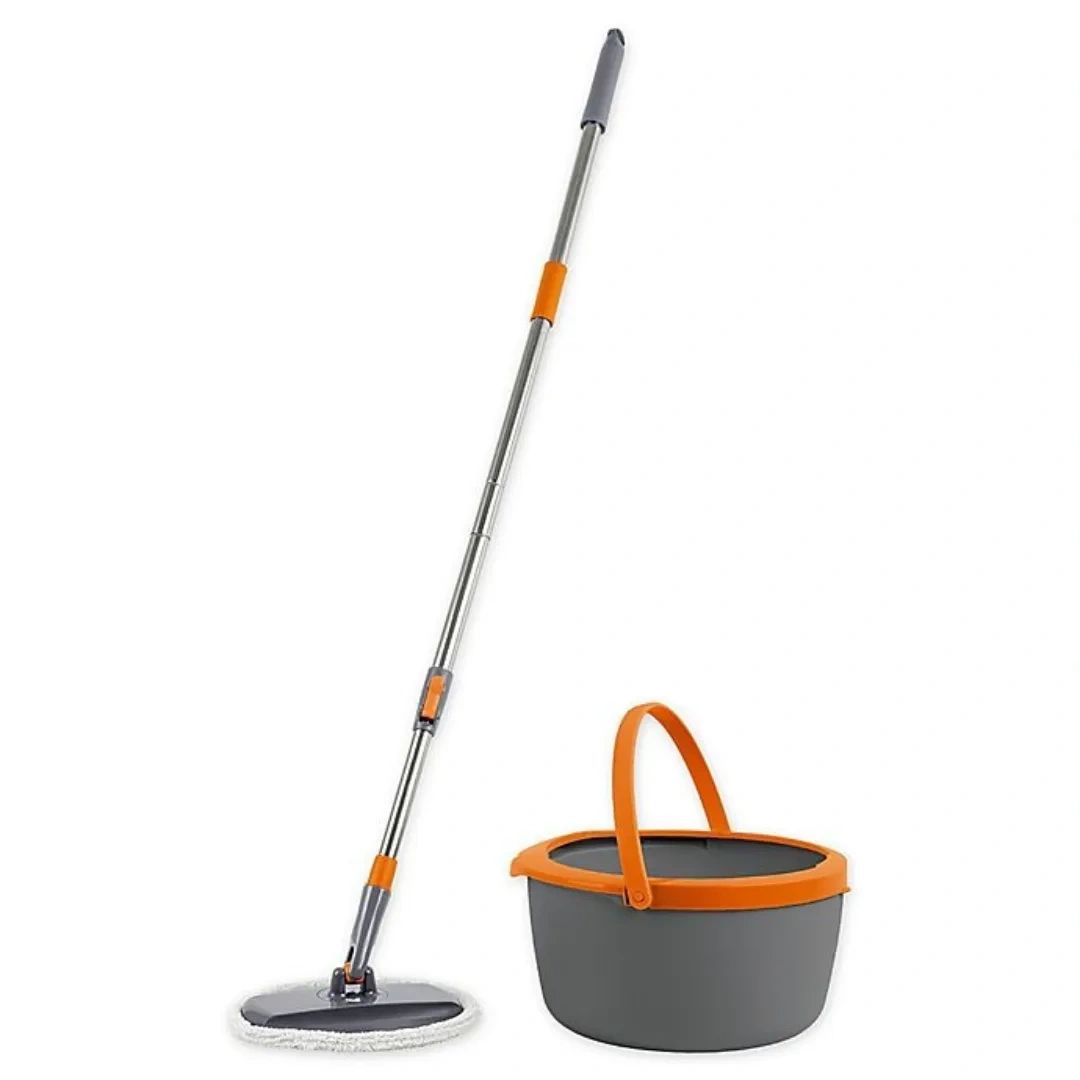 Casabella Compact Spin Cycle Mop with Bucket Set Graphite/Orange