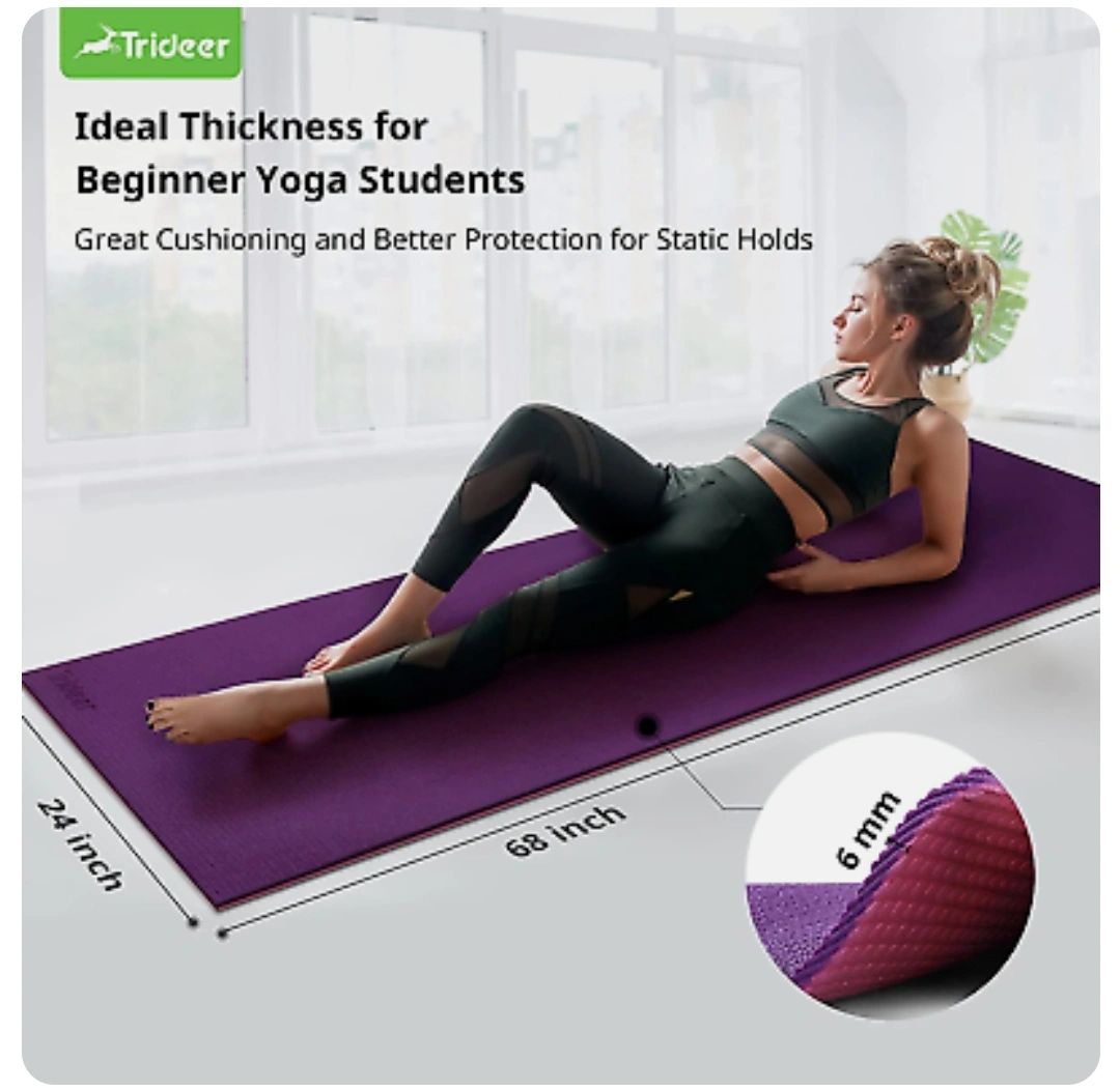 Binnenwaarts commentaar gelijktijdig Trideer 6 Mm Thick Yoga Mat, Non Slip Exercise & Fitness Mat with Wide  Carrying