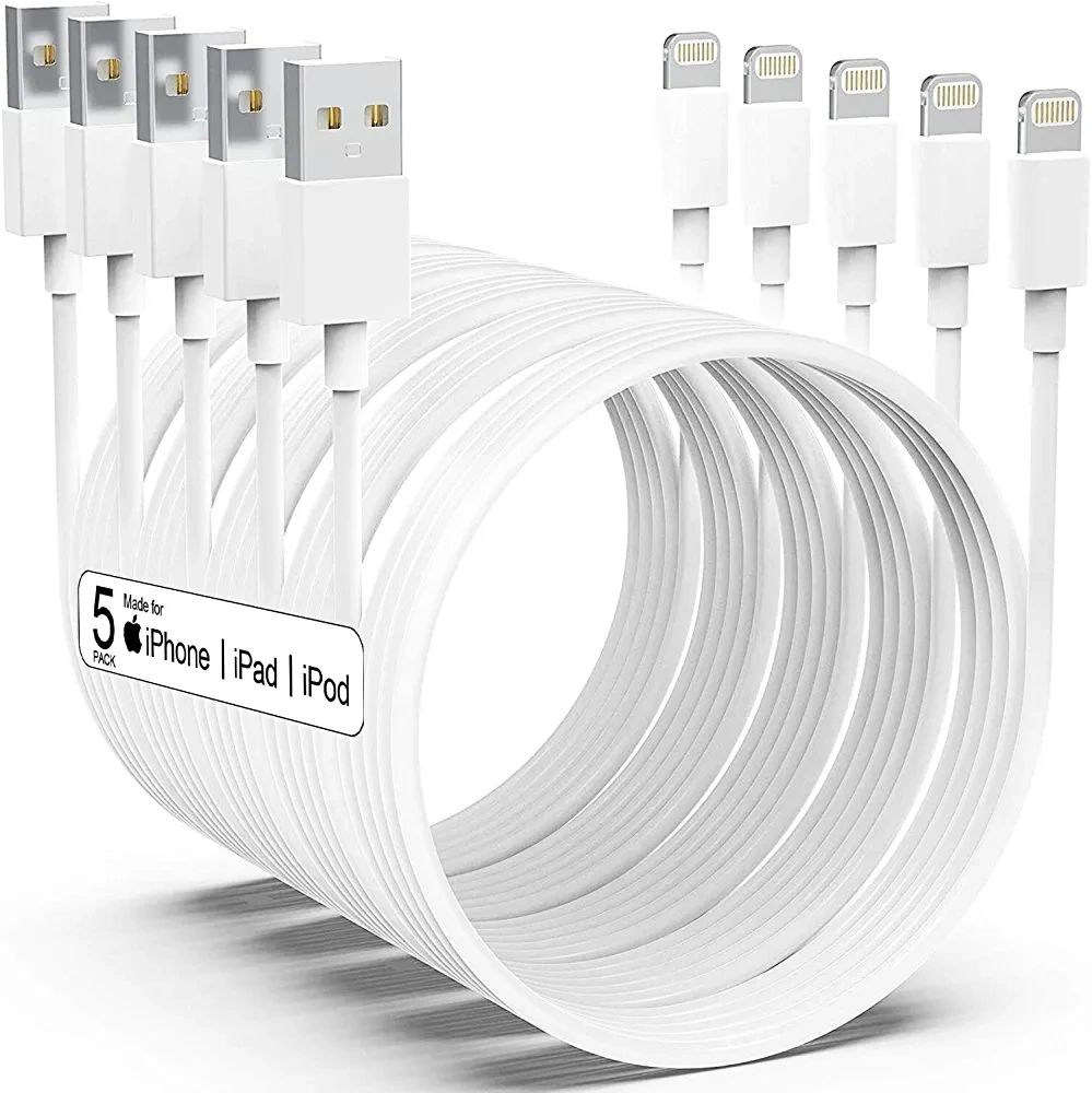 Apple MFi Certified] iPhone Charger 5pack[6/6/6/10/10FT] Long Lightning Cable  Fast Charging