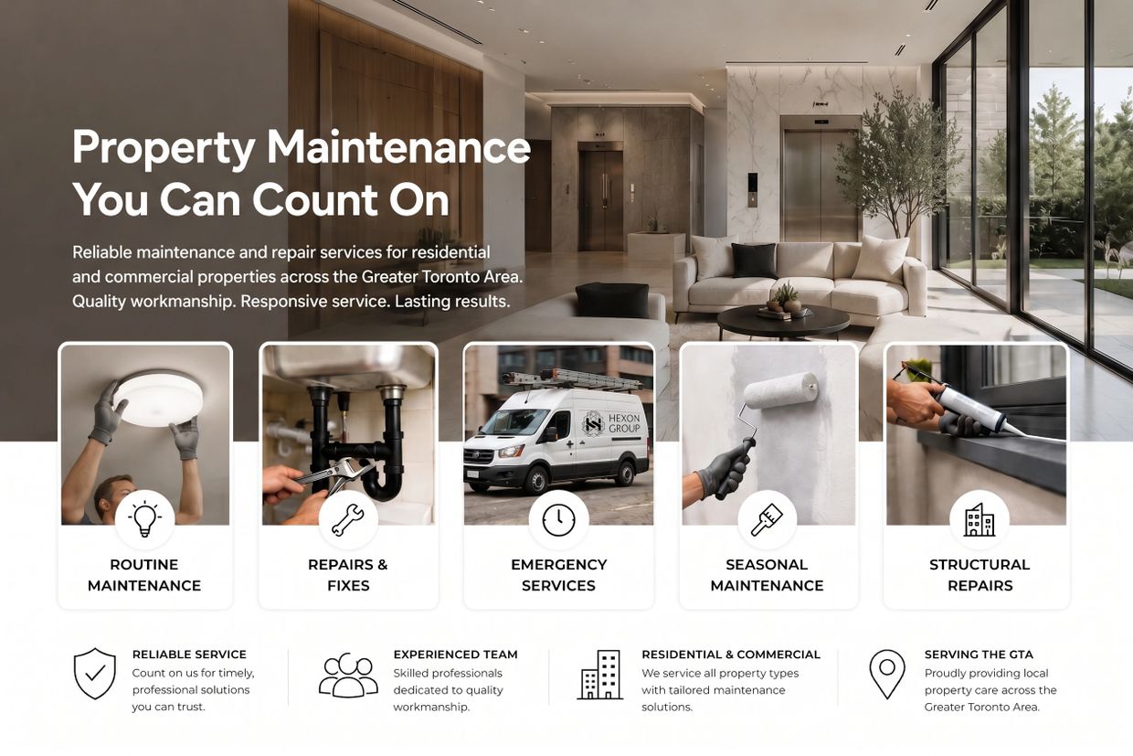 Property maintenance services offered for residential and commercial properties in Toronto.