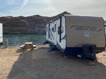 2014 Evo RV Rental staged on the Colorado River on the World Famous Parker Strip 