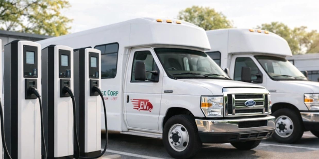 Electric shuttle buses by charging stations