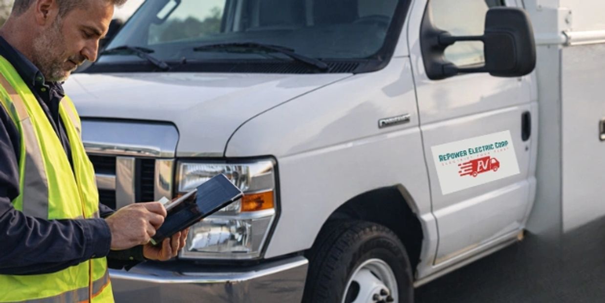 Electric work truck. Cost of ownership banner.