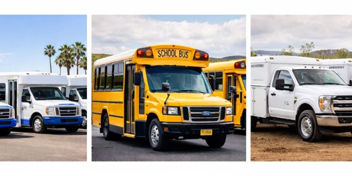 Electric shuttle bus fleet; Type A Electric school bus fleet; Electric work truck fleet.