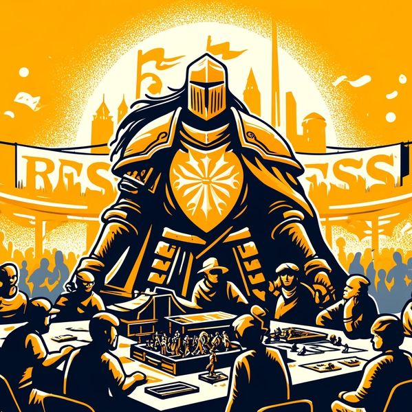 The Restless Knight watching over a table of wargame players.