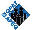 Blue QPAT APEQ Lettering (Quebec Prov Association of Teachers) 1864, image of abstract teachers