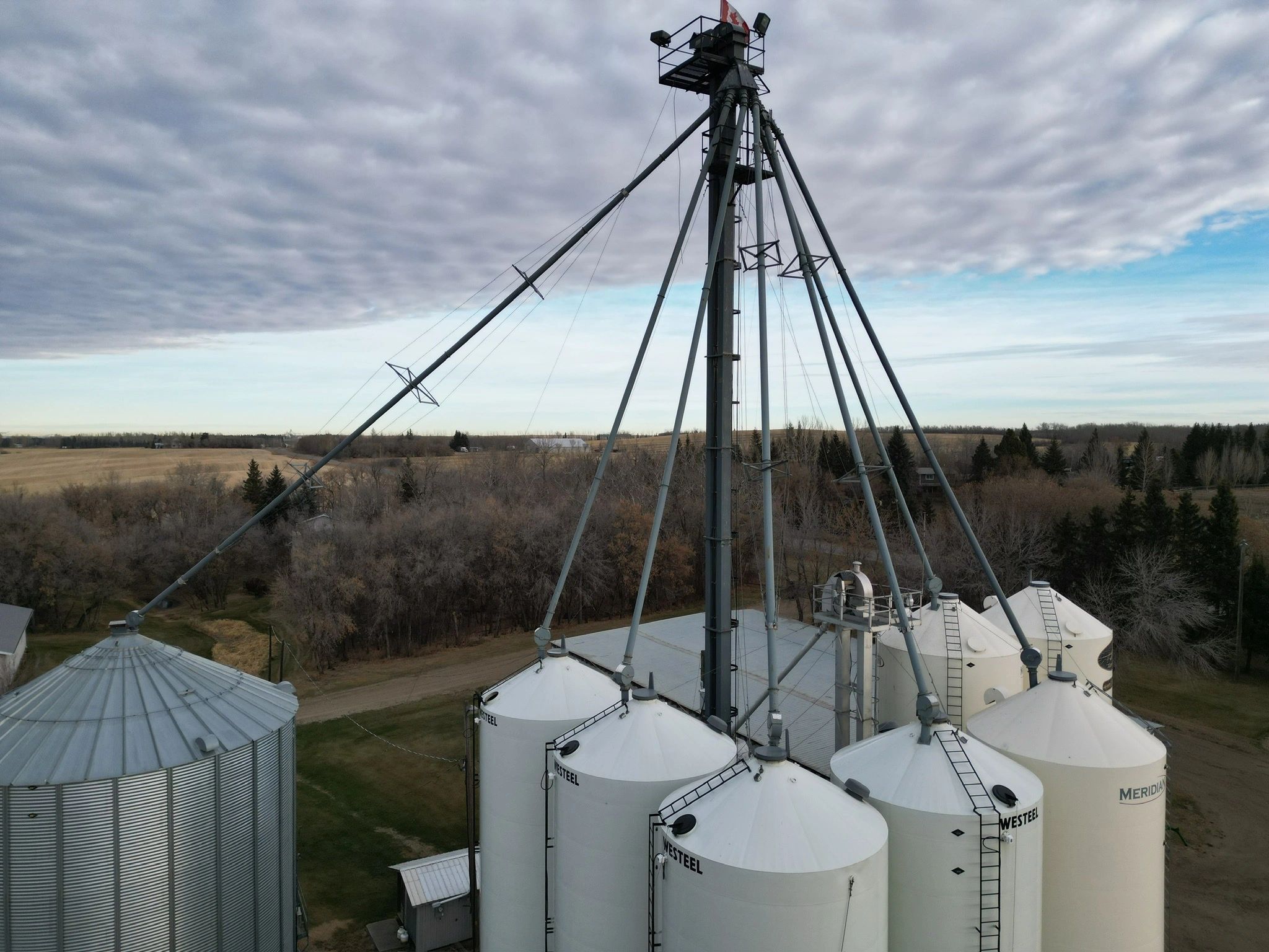 grain bin on a grain farm in western canada alberta with innovative and advanced grain management