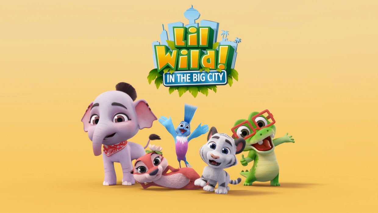 Five animated animal characters from Lil Wild! In The Big City.