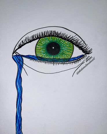 Green eye crying