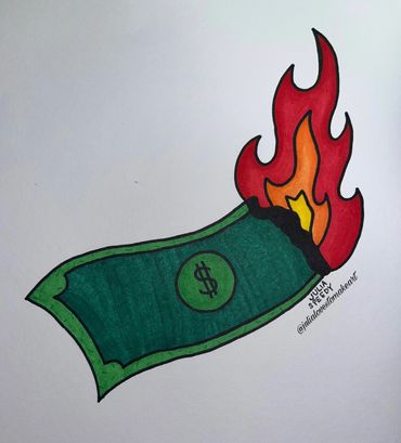 Dollar bill on fire