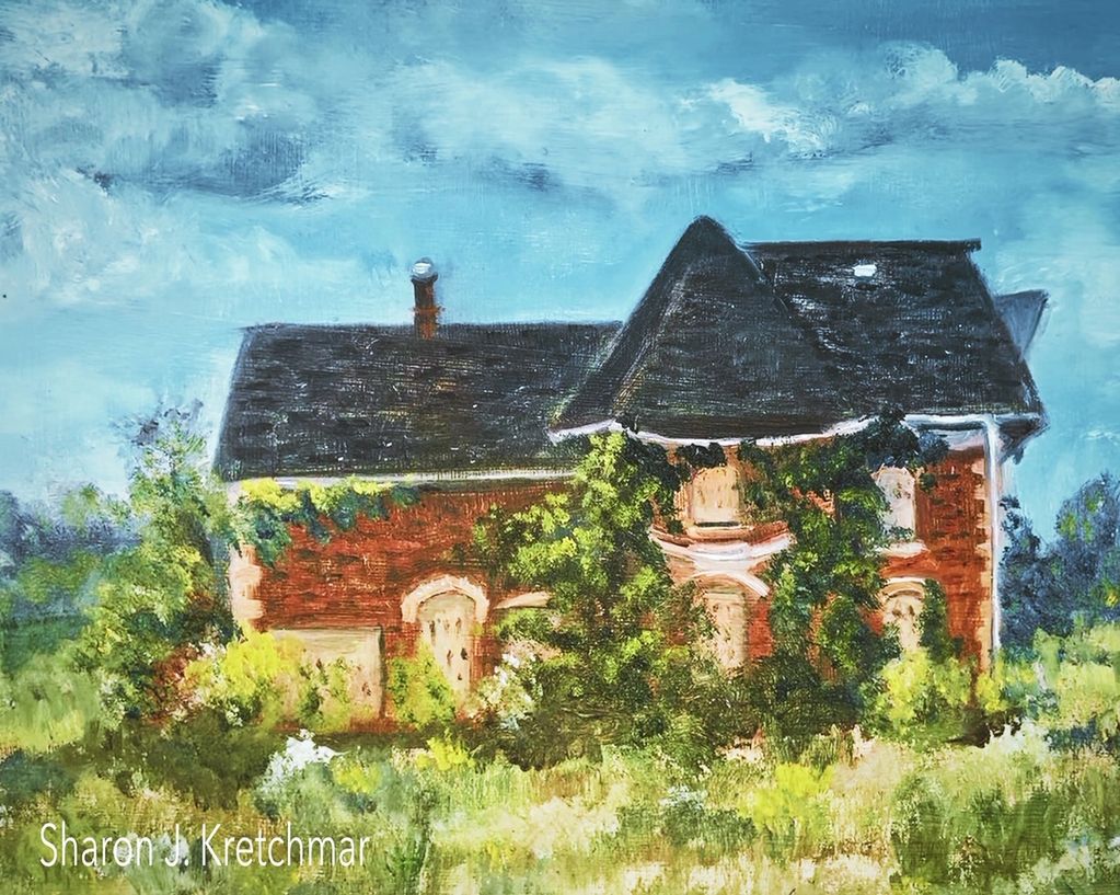 Original oil painting of abandoned farmhouse in Halton Hills, Ontario, Canada