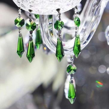 green chandelier crystals