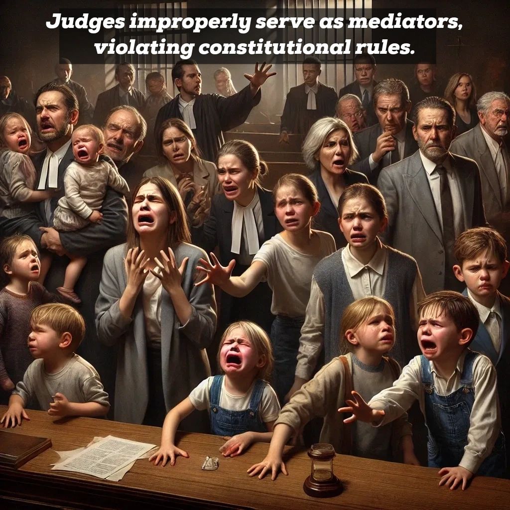 Judges improperly serve as mediators, violating constitutional rules.Corrupt Family Court