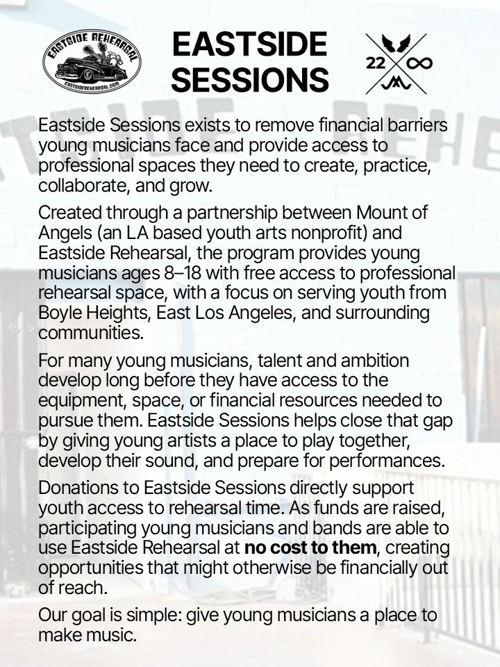 Eastside Sessions supports young musicians with free rehearsal space.