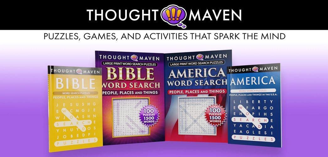 Thought Maven offers Bible and America word search puzzles to spark the mind.