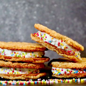 Ice cream sandwiches made with freshly milled flour cookies in grand forks British Columbia 