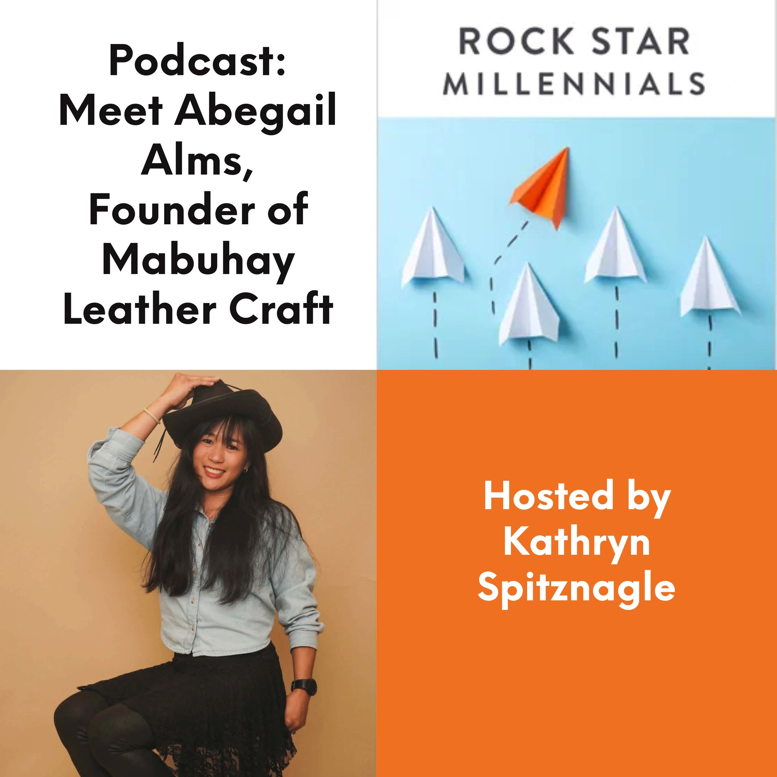 Podcast featuring Abegail Alms, leather craft founder, hosted by Kathryn Spitznagle.