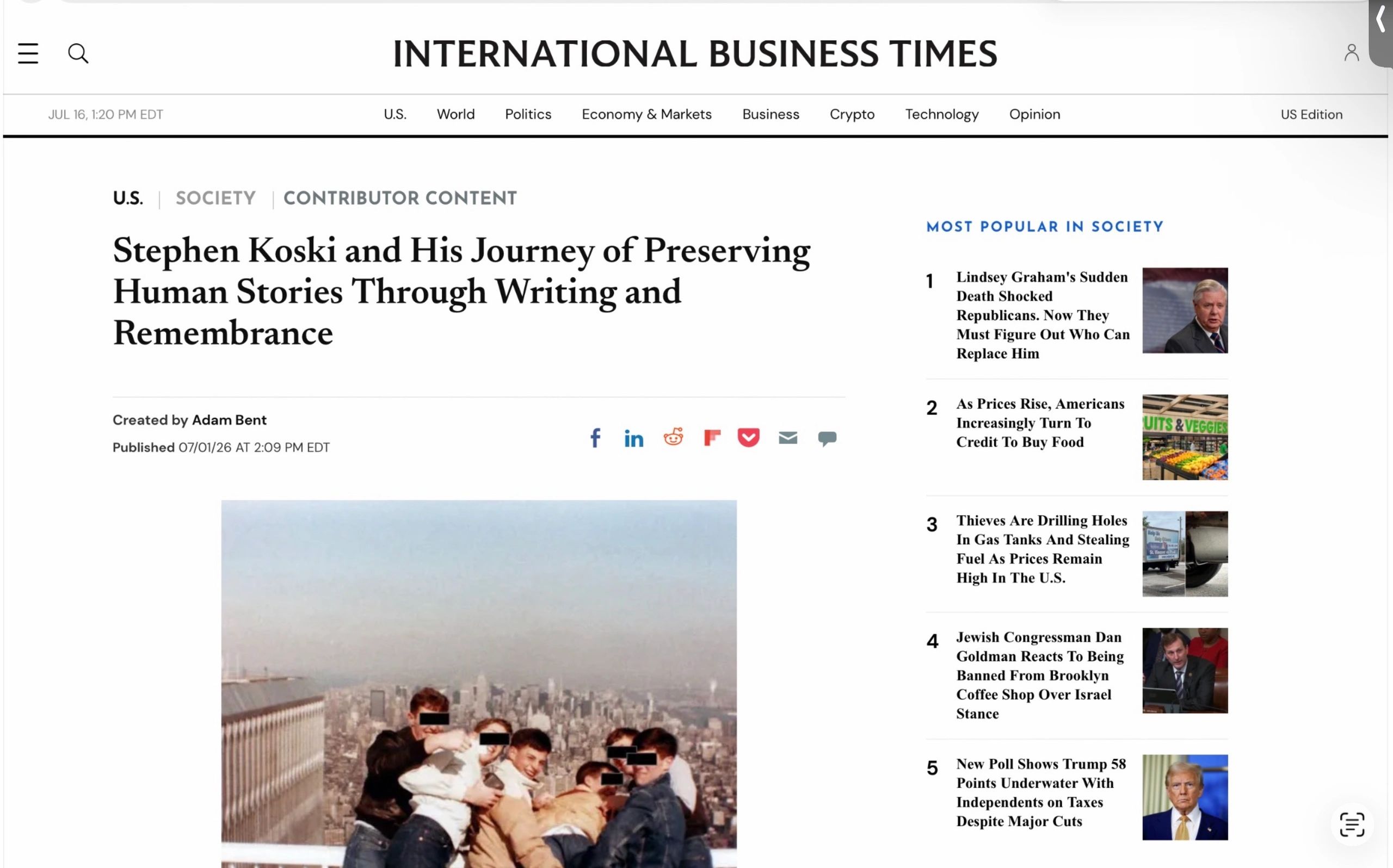 Article on Stephen Koski's journey in preserving human stories.