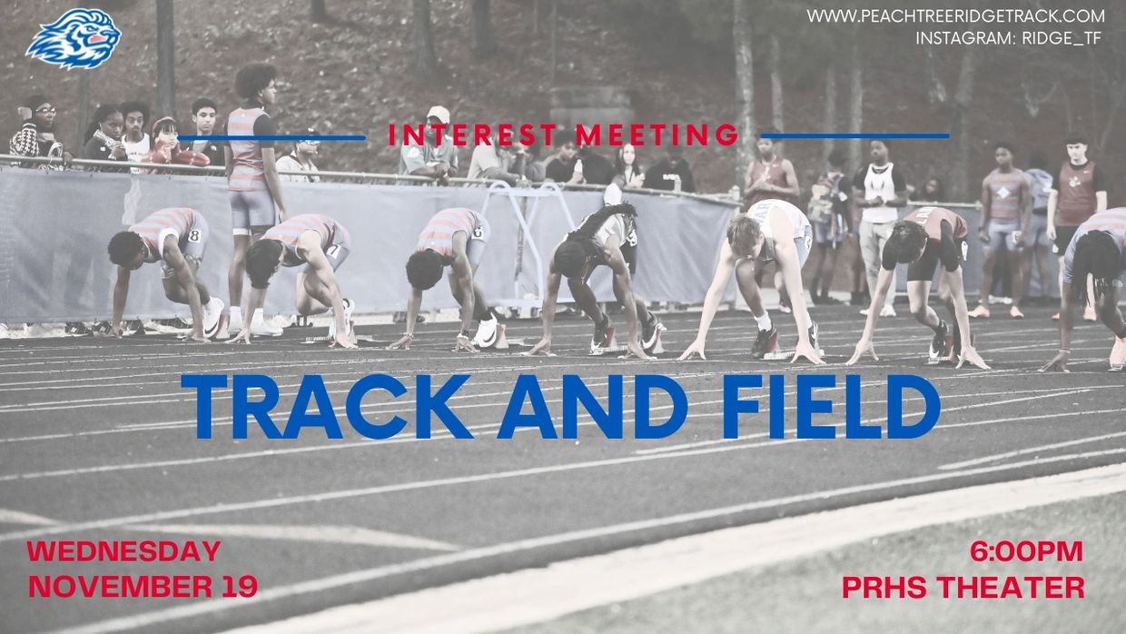 Athletes lined up in starting to run on track. INTEREST MEETING TRACK AND FIELD Nov 19, 6PM, Theater