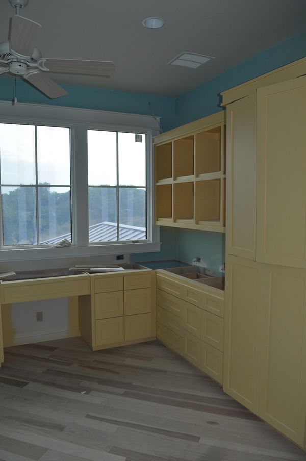 Art room cabinets. Paint grade cabinetry with shaker doors and drawer fronts.
