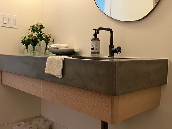 Rift sawn white oak bathroom vanity cabinet