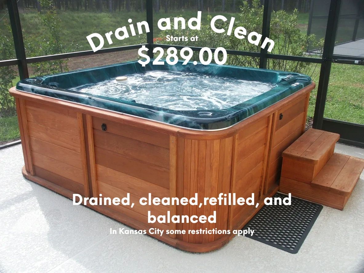 Drain and Clean. refill Spa hot tub. Hot tub maintenance Liberty Missouri
