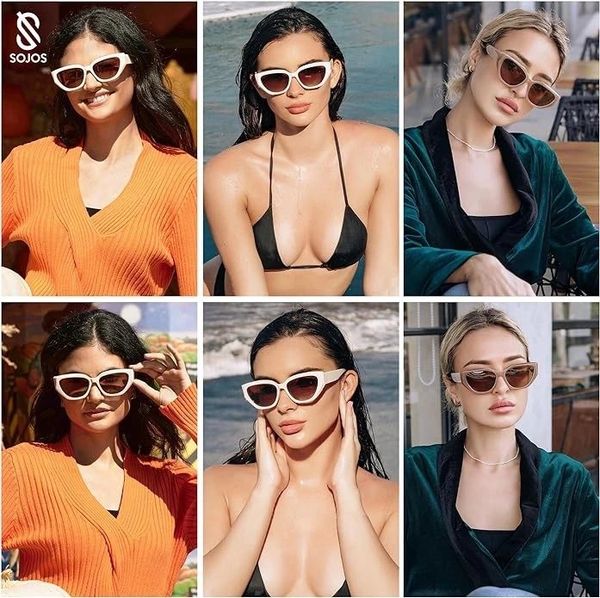 SOJOS Trendy Cute Cat Eye Polarized Sunglasses for Women Fashion Cateye Womens Sunnies SJ2237