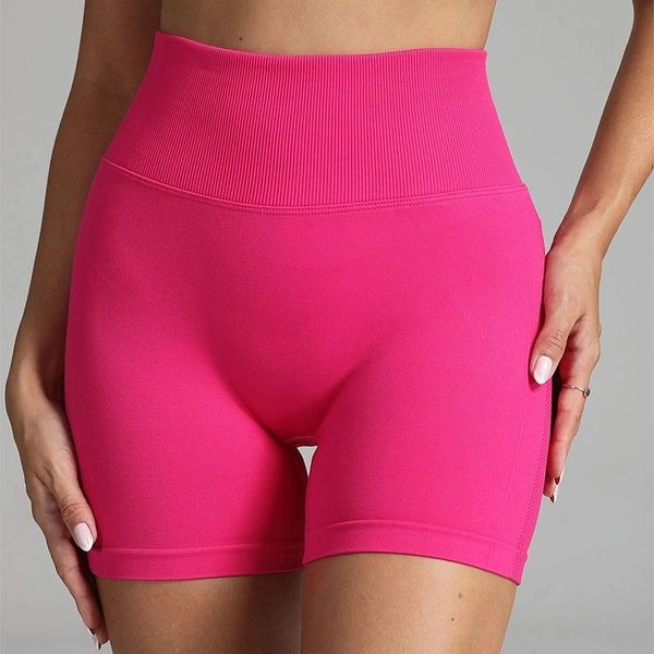 Seamless Yoga Shorts Women Solid Color High Waist Hip-lifting Fitness Pants Running
