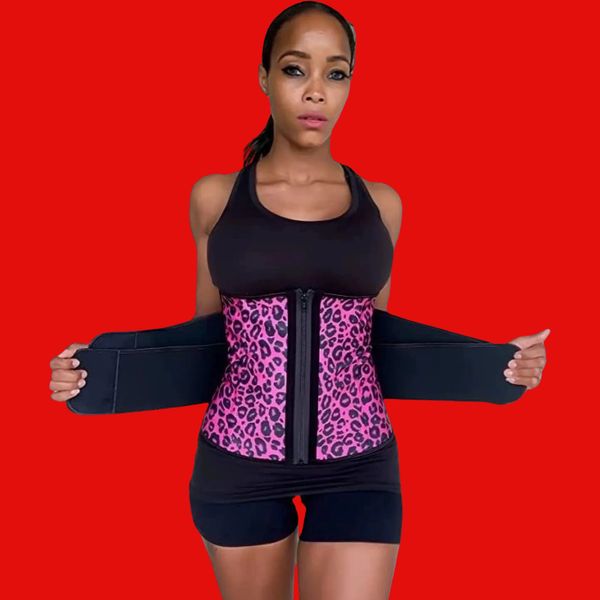 Pink printed double strap waist trainer available now at vesboutique