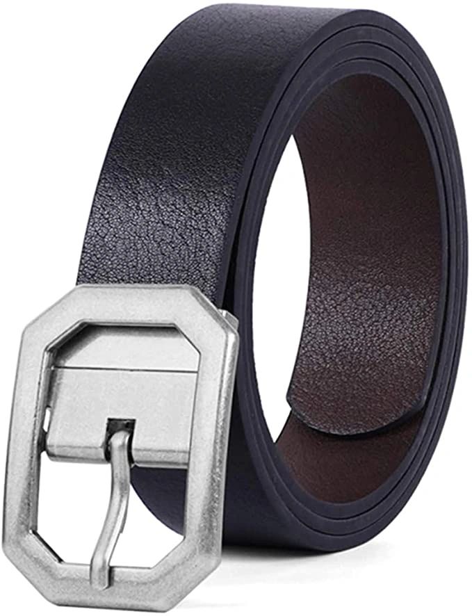 Women Leather Belt Leather Waist Belt for Jeans Dress with Gold Double O Ring Rotate Buckle by JASGOOD Reversible Belt 
