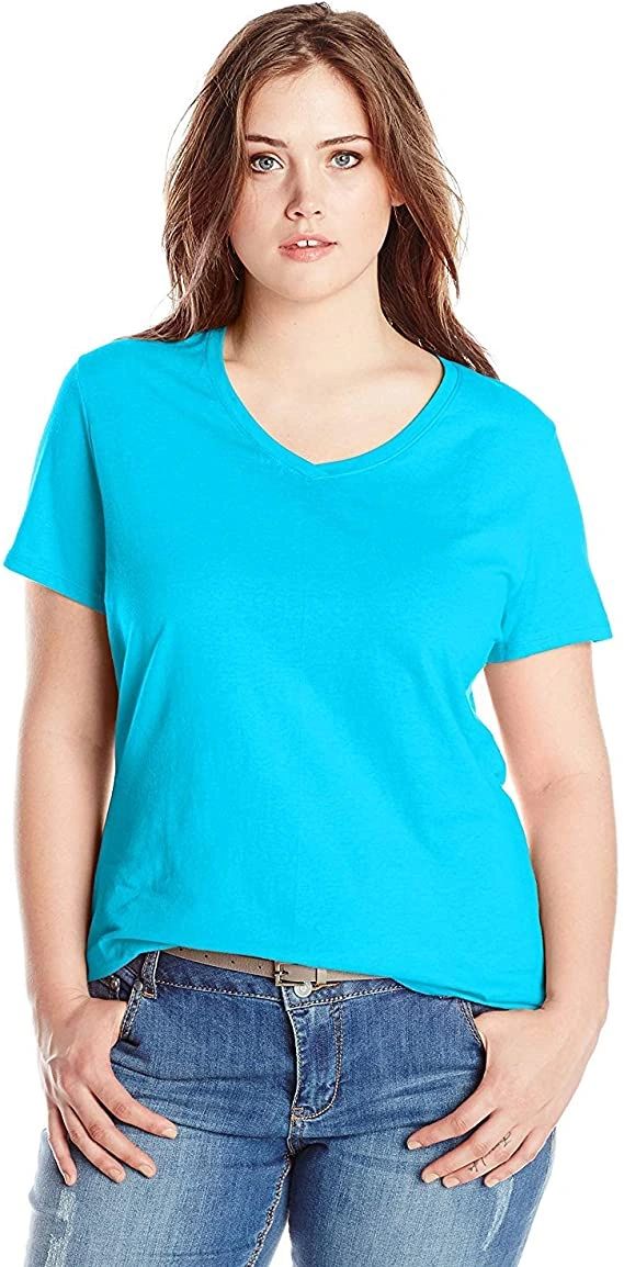 SHOBDW 16-24 Womens T-Shirts Plus Size Women Fashion Hollow Out Half Sleeve Summer T-Shirt Blouse Casual V-Neck Tops 