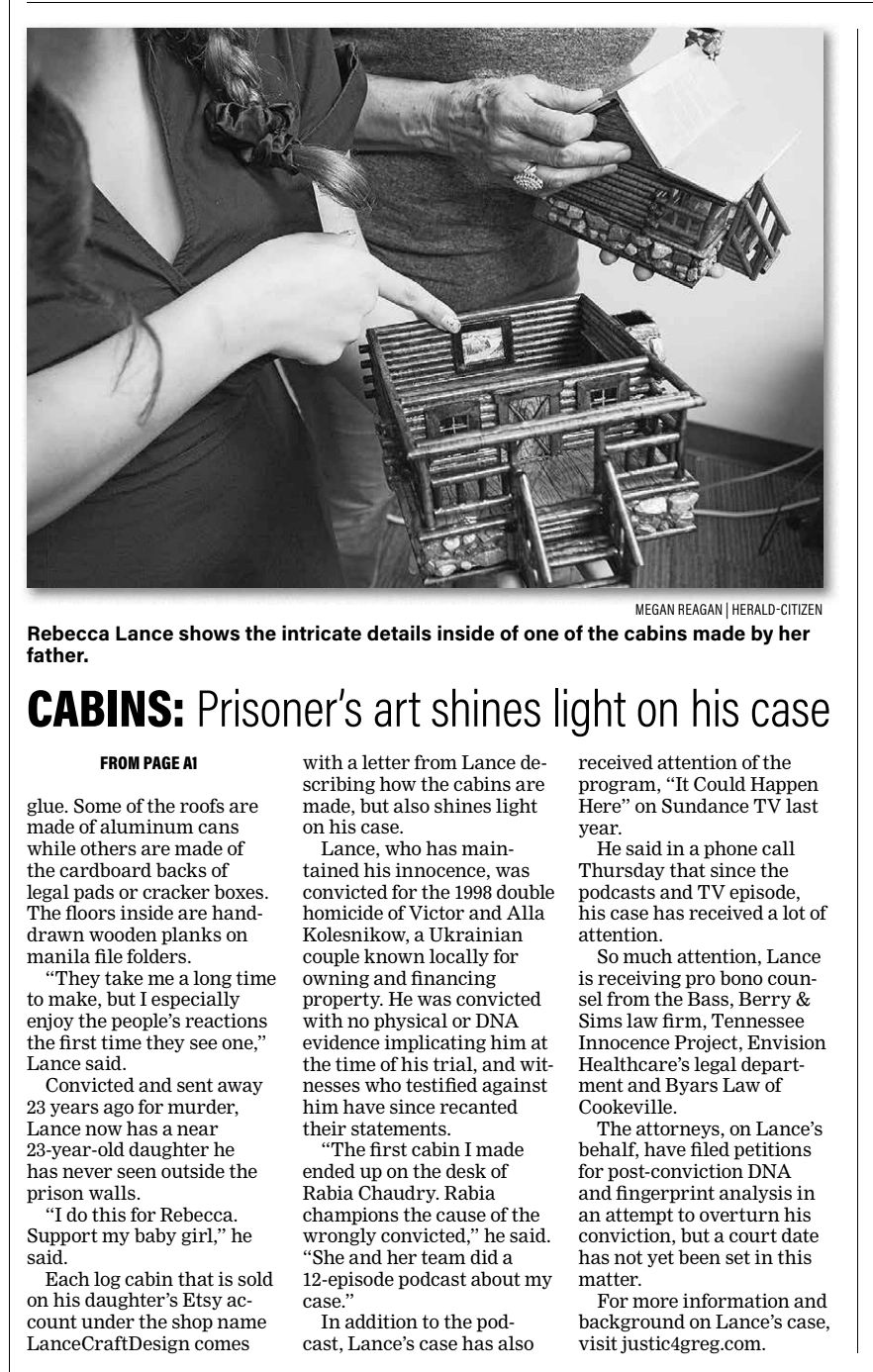 Greg's Cabins In The Herald Citizen
