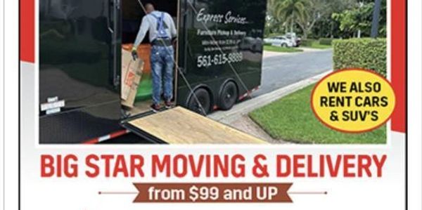  Moving from $99 by Big Star Moving companies call 561-615-9889.- Movers Seniors 
