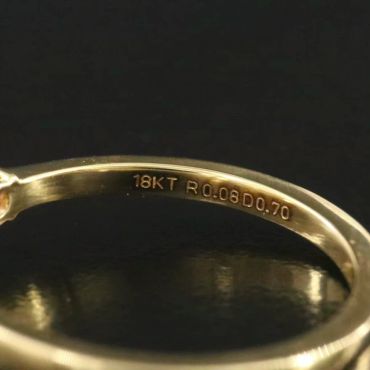 Close-up of gold ring engraving.
