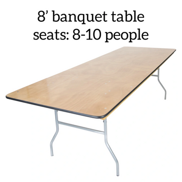 8' banquet table, Large party table