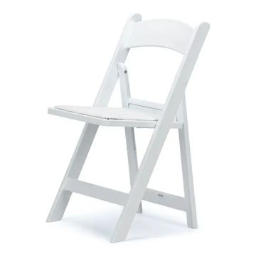 White wooden folding chair.