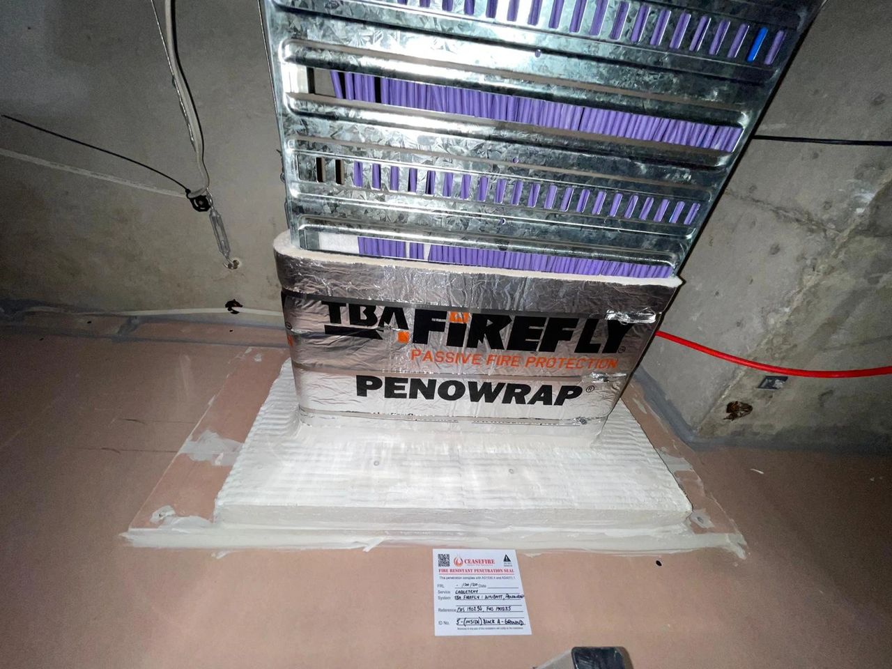 Cable tray service penetration through plaster wall Cable tray service penetration through plaster wall