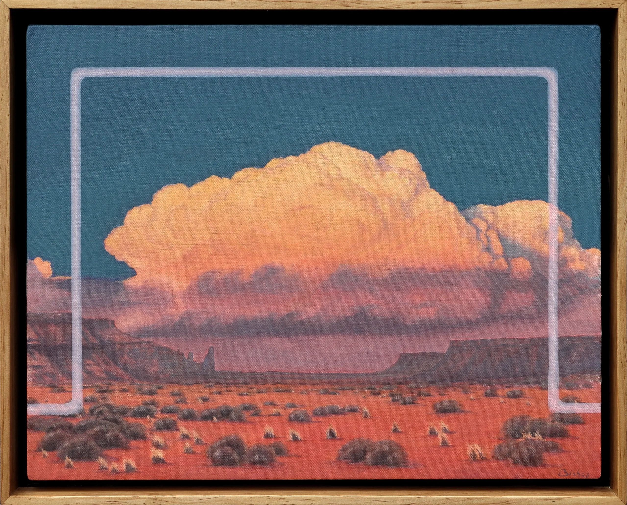 western contemporary landscape with sunset clouds